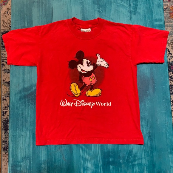 Disney Tops - ✨ walt disney world kids 🪄 vintage red classic mickey mouse tee 🪄 youth MED ✨